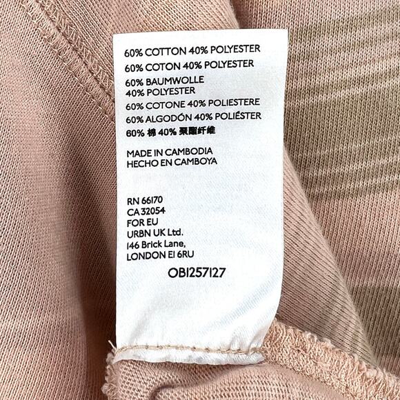 FREE PEOPLE WE THE FREE Baja Stripe Long Sleeve Crop Tee Womens Large Prosecco - Picture 13 of 15